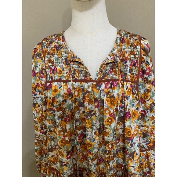 Kourt Yellow Orange Floral Poplin Mini Dress XS - Picture 4 of 6